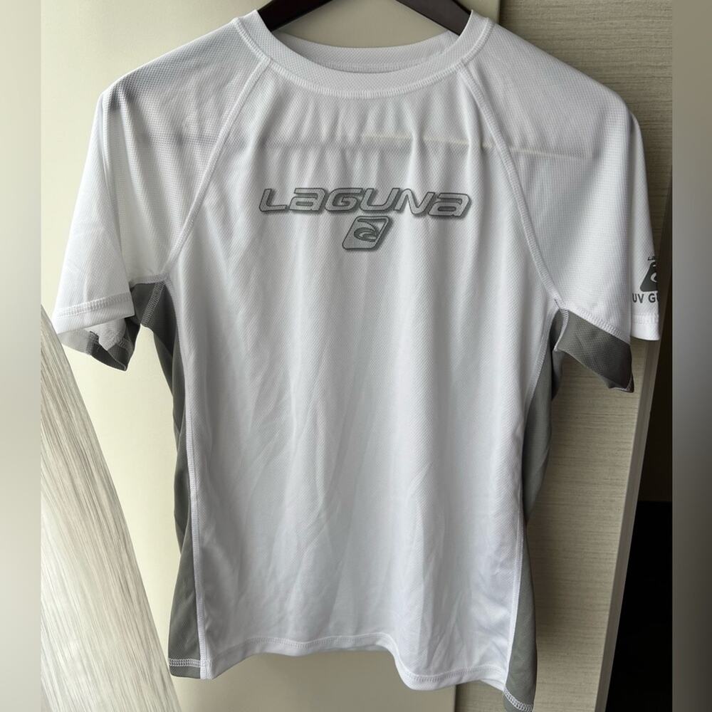 Laguna Boys Rash Guard Swim Shirt Sz Xl 18/20 White Gray